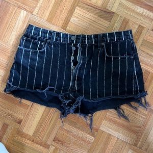 Reformation black jean shorts pinstripe